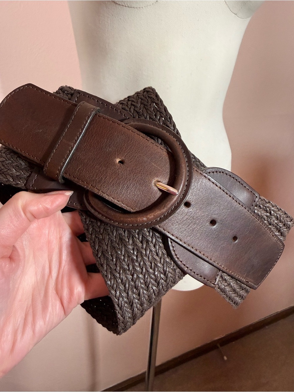 Banana Republic dark brown Leather huge wide Corset belt Size 32 Made in USA